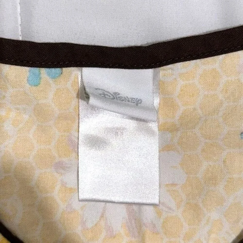 Disney Winnie The Pooh "Dont Forget To Smile Today" Yellow Scrub Top Medium - Picture 3 of 8